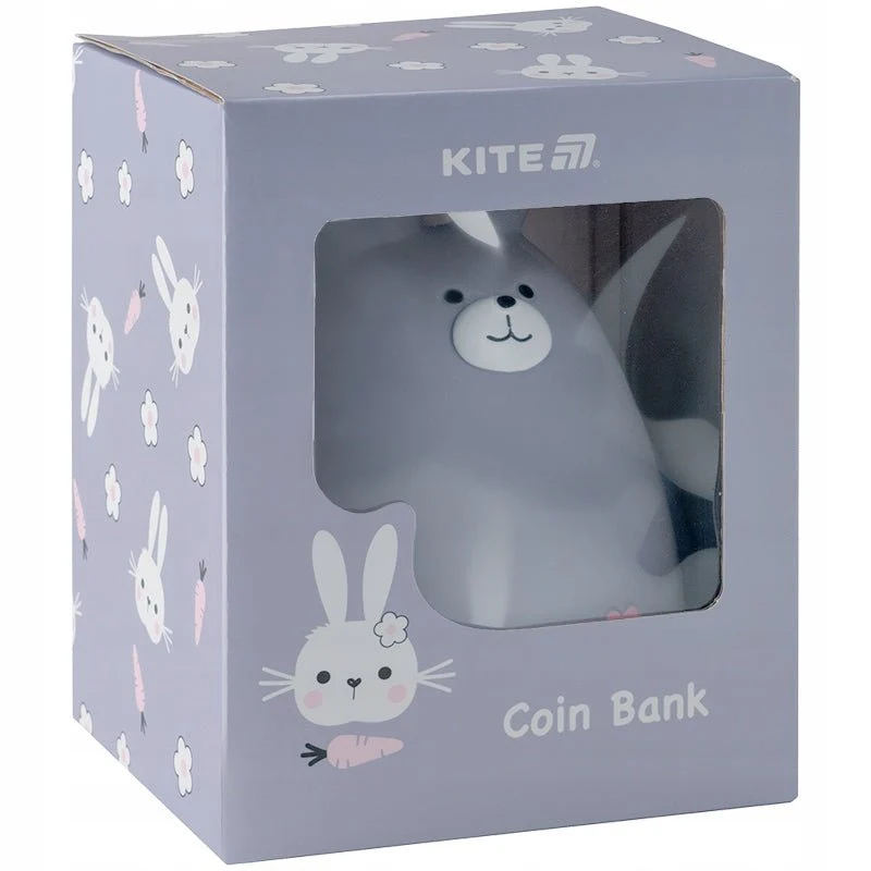 Skarbonka dla dzieci plastikowa otwierana szary królik Kite Grey Bunny - Image 3