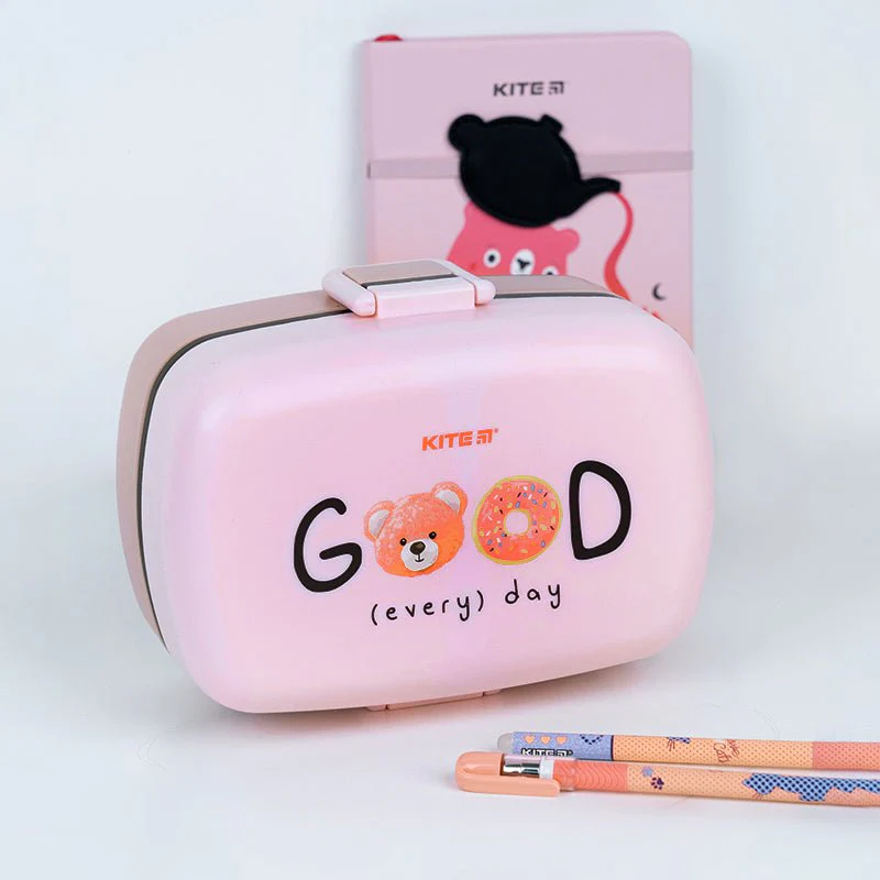Lunchbox różowy 2 komory ze sztućcami 1150 ml - Image 9