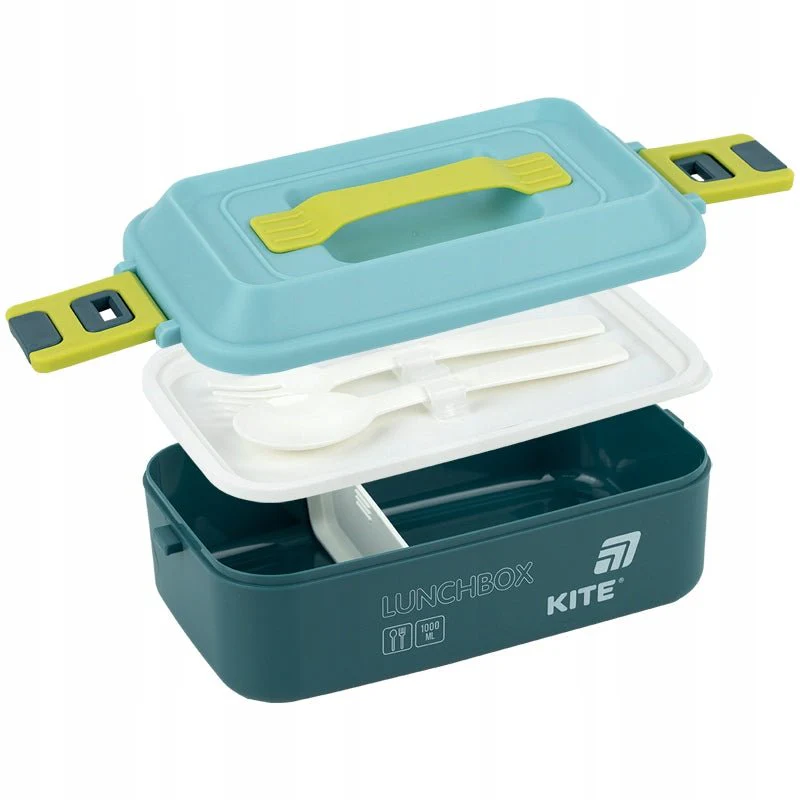 Lunchbox ze sztućcami z przegrodami 1000 ml Kite dla dzieci - Image 2