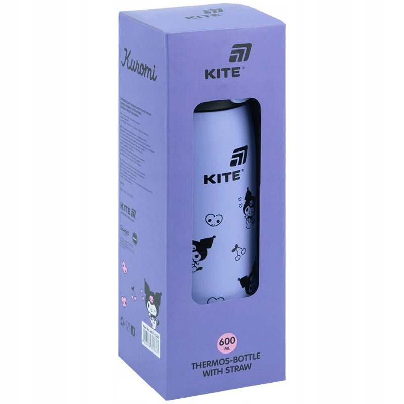 Termos dla dzieci Kuromi ze slomka i uchwytem 600 ml Kite - Image 6