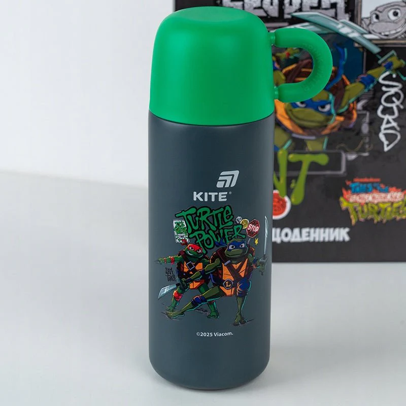 Termos z kubkiem dla chłopców metalowy 480 ml Ninja Turtles - Image 2