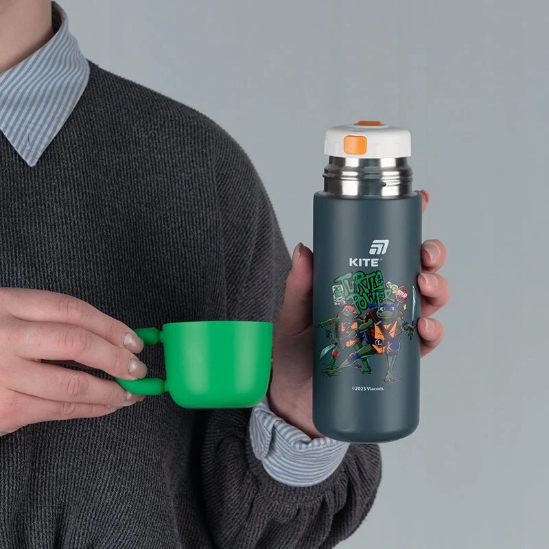 Termos z kubkiem dla chłopców metalowy 480 ml Ninja Turtles - Image 5