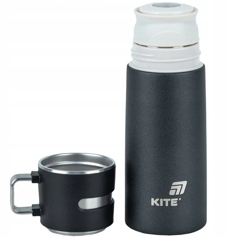 Termos z kubkiem dla dzieci metalowy czarny 350 ml Kite - Image 4