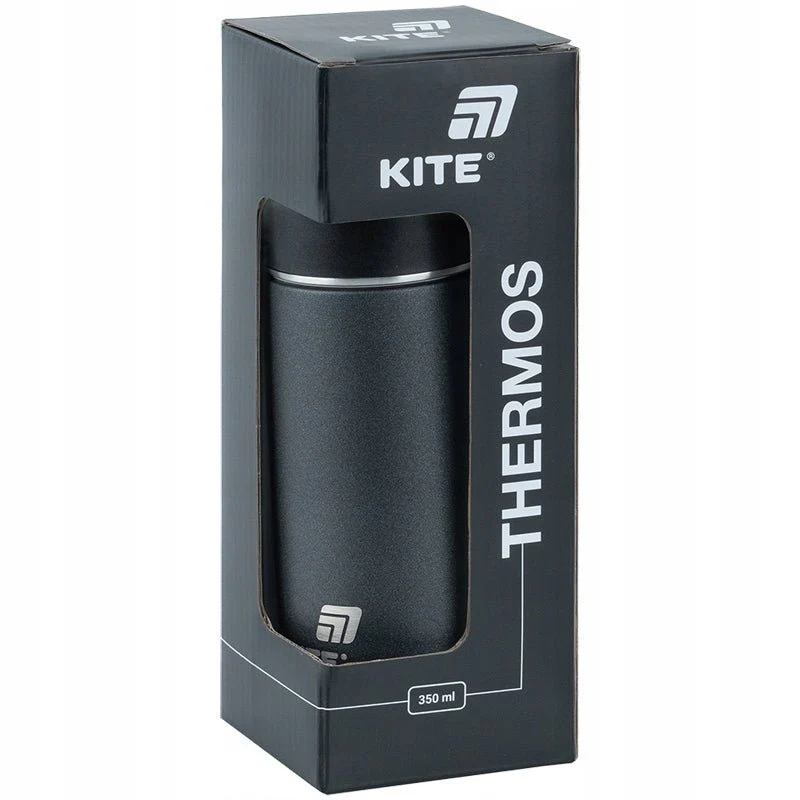 Termos z kubkiem dla dzieci metalowy czarny 350 ml Kite - Image 6