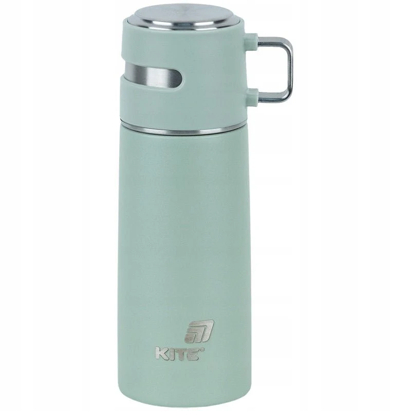 Termos z kubkiem dla dzieci metalowy zielony 350 ml Kite