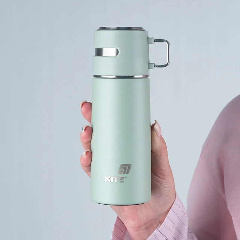 Termos z kubkiem dla dzieci metalowy zielony 350 ml Kite - Image 2