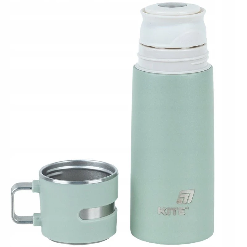 Termos z kubkiem dla dzieci metalowy zielony 350 ml Kite - Image 4