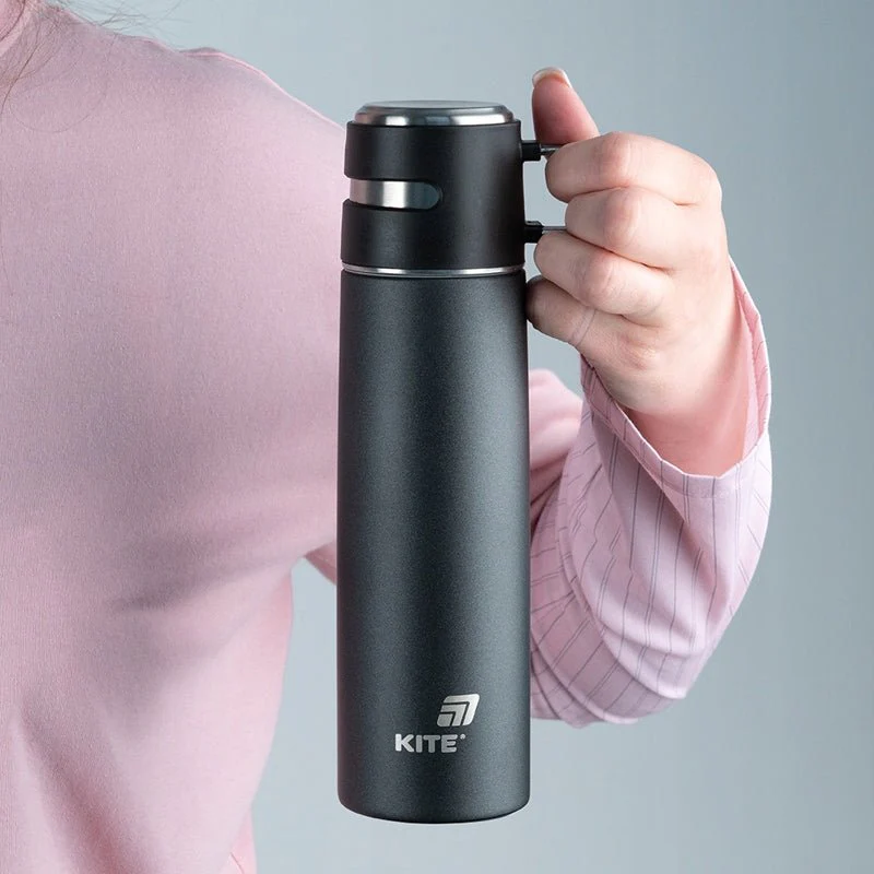 Termos z kubkiem metalowy 500 ml czarny - Image 3