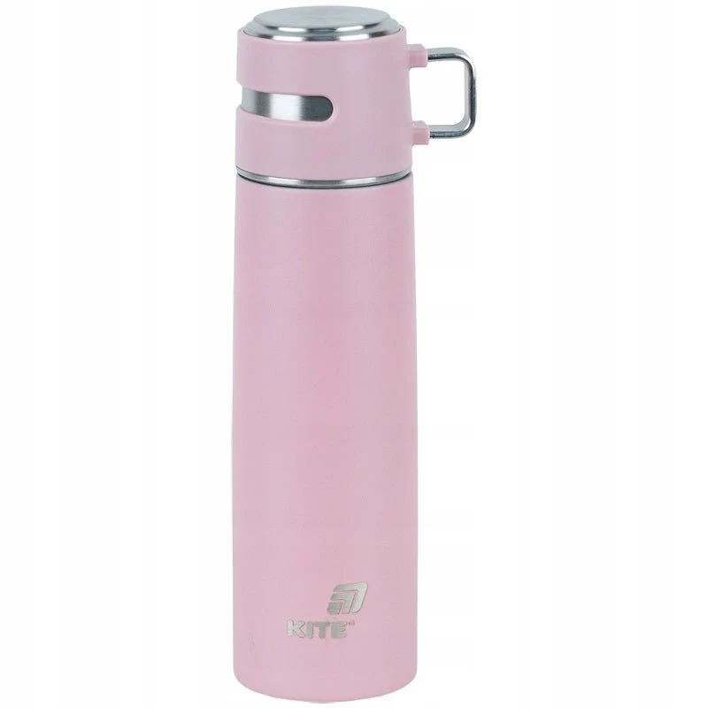 Termos z kubkiem metalowy 500 ml różowy