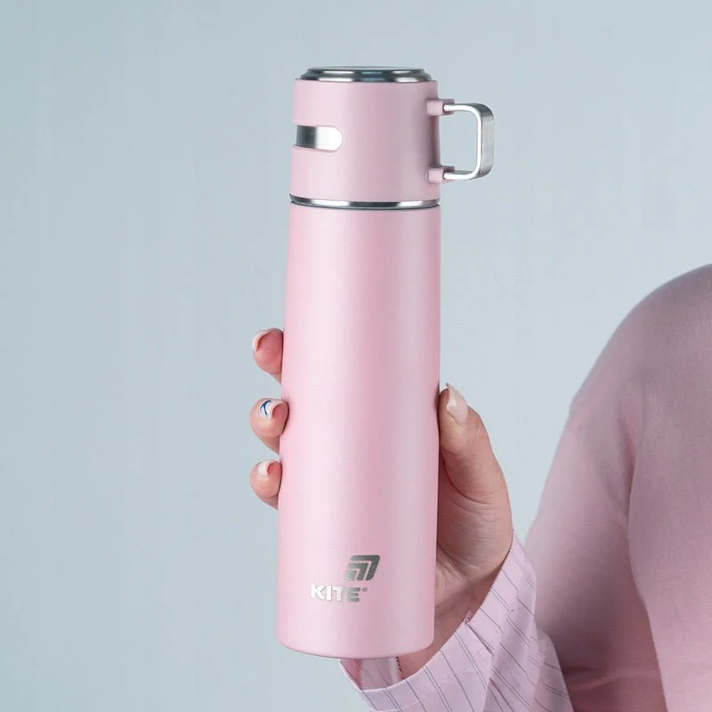 Termos z kubkiem metalowy 500 ml różowy - Image 2