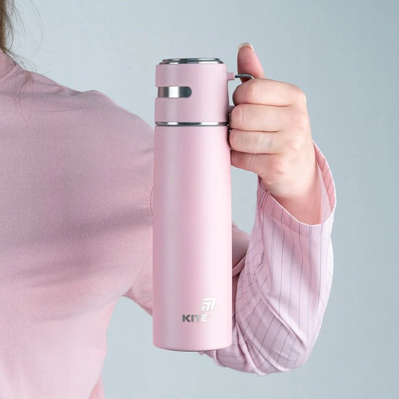 Termos z kubkiem metalowy 500 ml różowy - Image 3