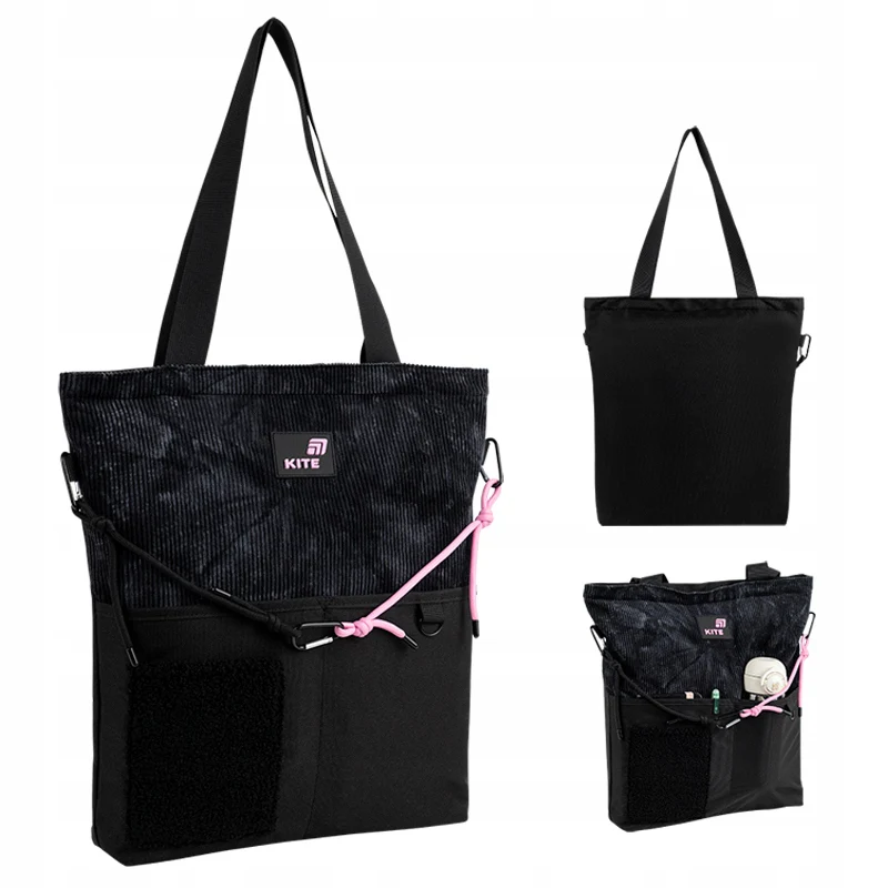 Torba shopper szkolna czarna dla dziewczyn na spacer i trening - Image 4