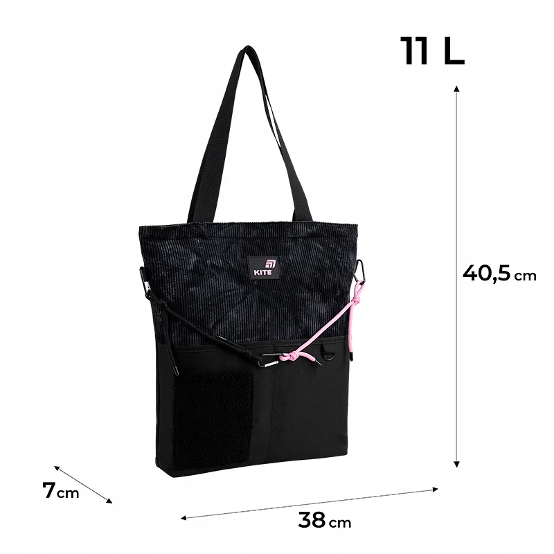 Torba shopper szkolna czarna dla dziewczyn na spacer i trening - Image 5