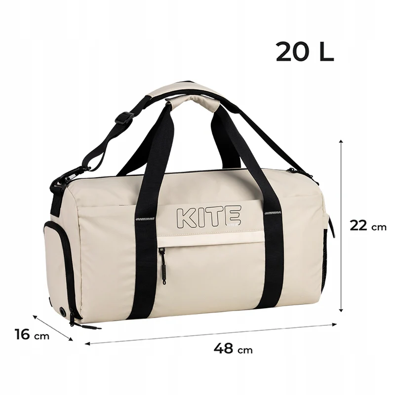 Torba sportowa beżowa dla dziewczynek treningowa podróżna z kieszenią na buty Kite - Image 4