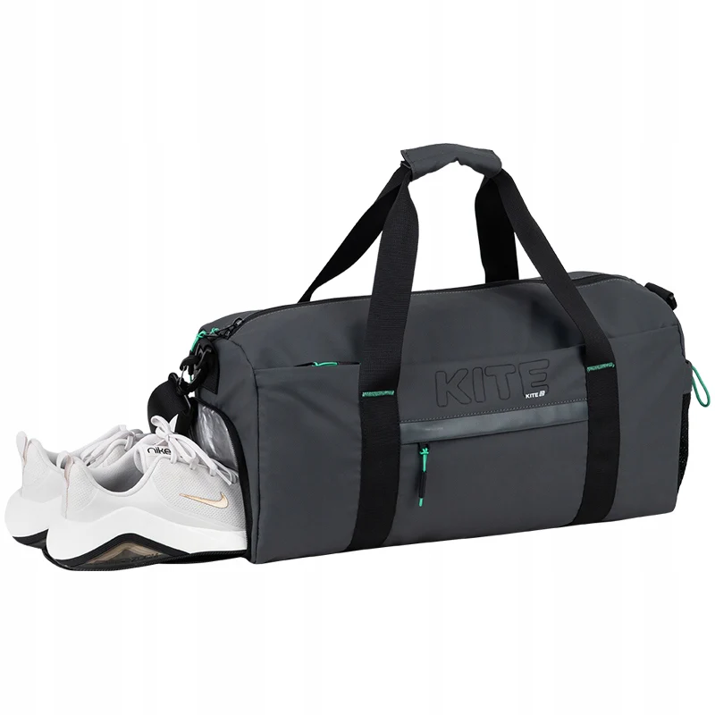 Torba sportowa szara młodzieżowa treningowa podróżna z kieszenią na buty Kite - Image 7