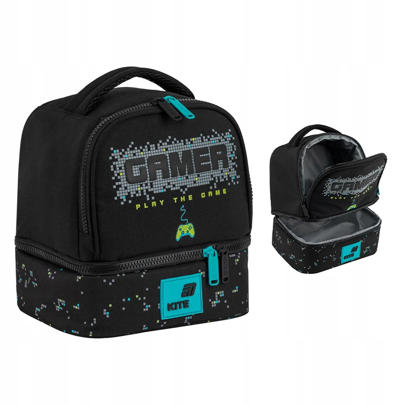 Torba termiczna dwukomorowa czarna na lunchbox dla chłopca Kite Game - Image 9