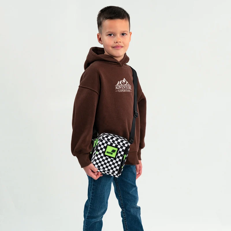 Torebka crossbody w kratkę dla chłopców nerka saszetka Kite z jeansu - Image 2