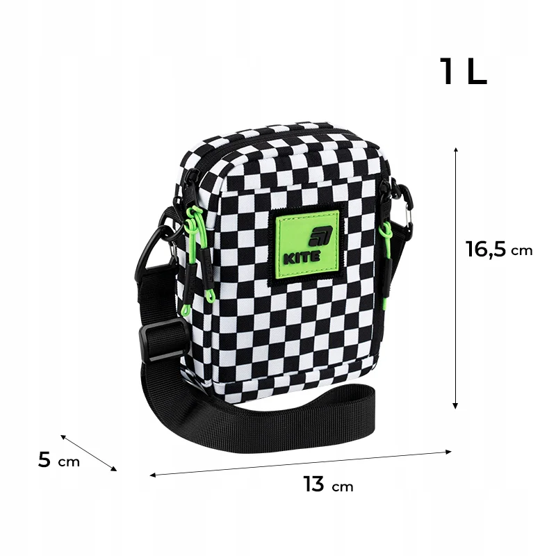 Torebka crossbody w kratkę dla chłopców nerka saszetka Kite z jeansu - Image 4