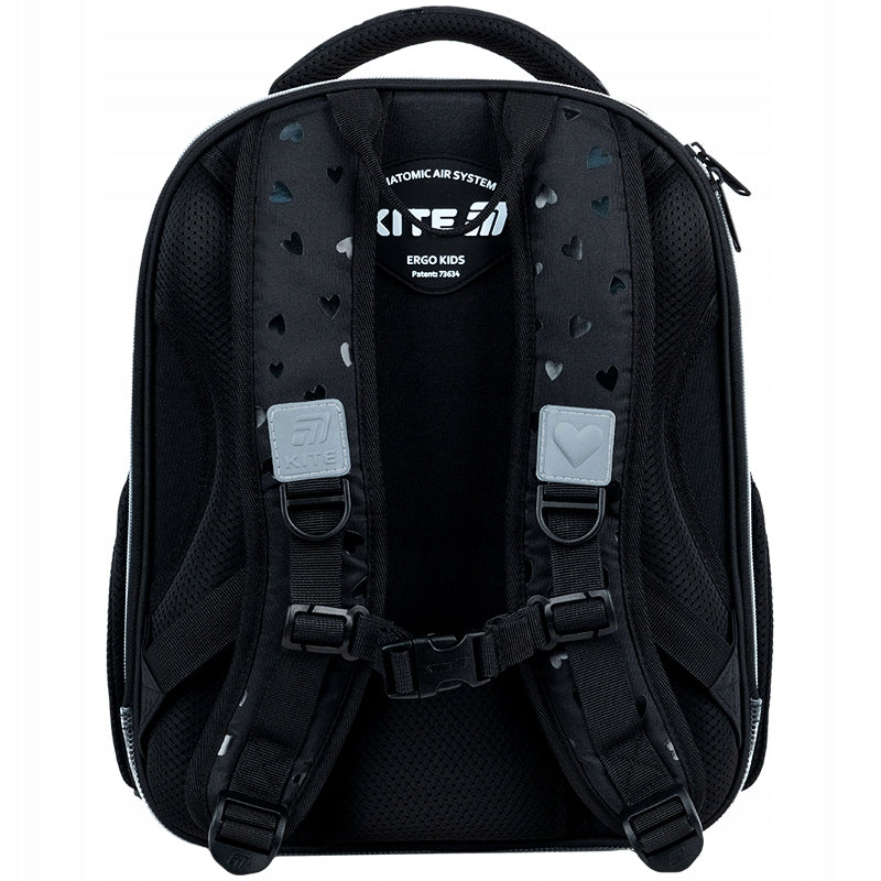 Tornister szkolny ortopedyczny dla dziewczynek 6–12 lat Kite Black&Silver - Image 5