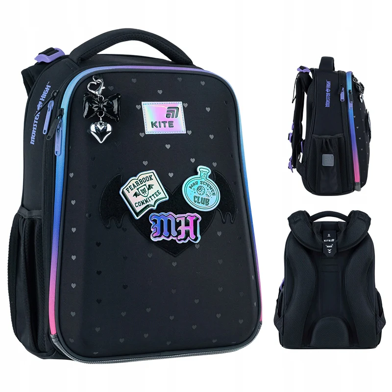Tornister szkolny ortopedyczny dla dziewczynek 1-4 klasa z naszywkami Monster High Kite - Image 15