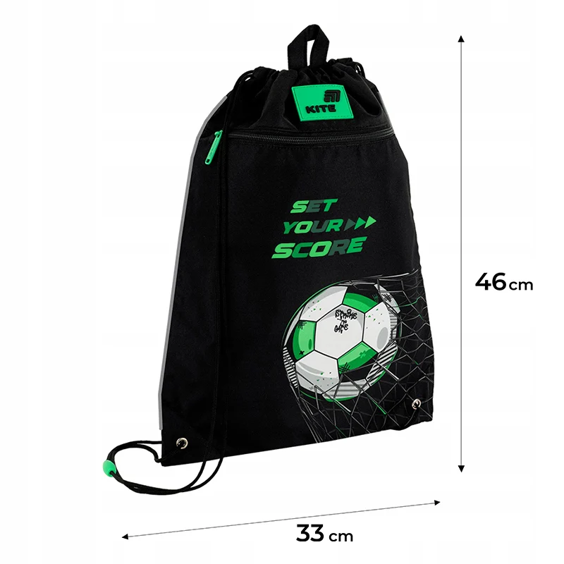 Worek na obuwie Kite z kieszenią na zamek dla chłopców football - Image 3