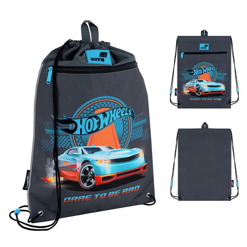 Worek na obuwie Kite Hot Wheels dla chłopca, szary z kieszenią na zamek - Image 2