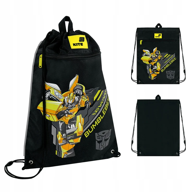 Worek na obuwie Kite Transformers dla chłopca, czarny z kieszenią na zamek - Image 2