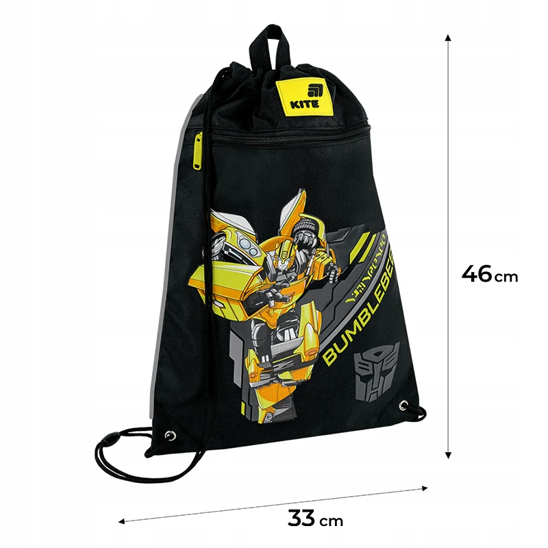 Worek na obuwie Kite Transformers dla chłopca, czarny z kieszenią na zamek - Image 3