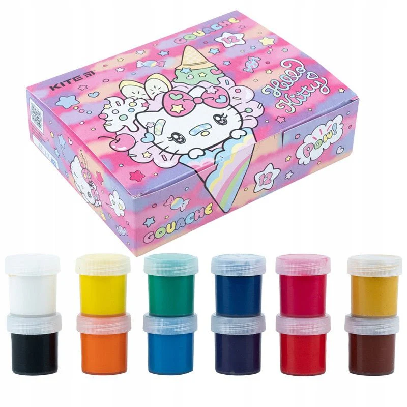 Zestaw farb gwaszowych do szkoły 12 sztuk Hello Kitty